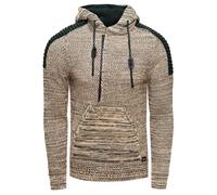 1/2 Zip Grobstrick Kontrast Kapuzen-Pullover M