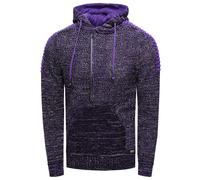 Kapuzensweatshirt RUSTY NEAL "Knitwear", Herren, Gr. M, lila, 70% Polyacryl, 30% Baumwolle, unifarben, normal, ohne Ausschnitt, Sweatshirts, mit praktischem Reißverschluss (17996069-M) lila
