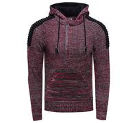 1/2 Zip Grobstrick Kontrast Kapuzen-Pullover M