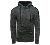 1/2 Zip Grobstrick Kontrast Kapuzen-Pullover XL