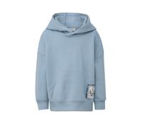 Kapuzensweatshirt S.OLIVER JUNIOR, Jungen, Gr. 104/110, blau, Sweatware, Obermaterial: 90% Baumwolle, 10% Polyester, bedruckt, bequem hüftbedeckend, Rundhals, Flachstrickbündchen, Sweatshirts, mit gro