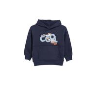 Kapuzensweatshirt S.OLIVER JUNIOR, Jungen, Gr. 128/134, blau, Sweatware, Obermaterial: 60% Polyester, 40% Baumwolle, bedruckt, bequem hüftbedeckend, Rundhals, Flachstrickbündchen, Sweatshirts, mit Fro