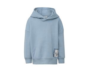 Kapuzensweatshirt S.OLIVER JUNIOR, Jungen, Gr. 140, blau, Sweatware, Obermaterial: 90% Baumwolle, 10% Polyester, bedruckt, bequem hüftbedeckend, Rundhals, Flachstrickbündchen, Sweatshirts, mit großem 