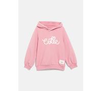 Kapuzensweatshirt S.OLIVER JUNIOR, Mädchen, Gr. 128/134, rosa (schwarz rose), Sweatware, Obermaterial: 95% Baumwolle, 5% Elasthan, bestickt, bequem hüftbedeckend, Rundhals, Flachstrickbündchen, Sweats
