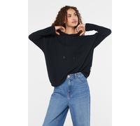 Kapuzensweatshirt SENSES.THE LABEL, Damen, Gr. M, blau, Material: 100% Polyester, Strukturmuster, regular fit, Rundhals, eingesetzt elastischer Bund, Sweatshirts, mit verkürzten Ärmeln (23919706-M) bl