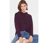 Kapuzensweatshirt SENSES.THE LABEL, Damen, Gr. XS, lila (deep plum), Material: 100% Polyester, Strukturmuster, regular fit, Rundhals, eingesetzt elastischer Bund, Sweatshirts, mit überschnittenen Schu