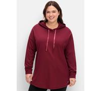 Kapuzensweatshirt SHEEGO, Damen, Gr. 40/42, rot (weinrot), 50% Baumwolle, 50% Modal, unifarben, Sweatshirts (23766002-40) weinrot