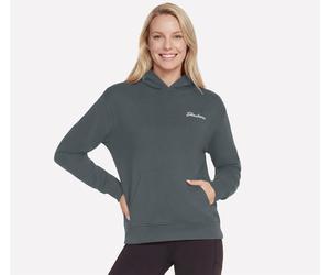 Kapuzensweatshirt SKECHERS "Women's Hoodie", Damen, Gr. XL, grau (live moss), Fleece, Obermaterial: 70% Baumwolle, 30% Polyester, normal, Rundhals, angesetztes Bündchen, Sweatshirts, mit Rundhalsaussc