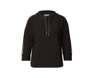 Kapuzensweatshirt STREET ONE, Damen, Gr. 34, deep roast braun, Sweatware, Obermaterial: 65% Polyester, 33% Viskose, 2% Elasthan, unifarben mit Farbeinsatz, lässig geschnitten hüftbedeckend, U-Boot-Aus