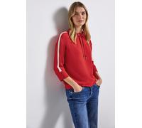 Kapuzensweatshirt STREET ONE, Damen, Gr. 34, racing rot, Sweatware, Obermaterial: 65% Polyester, 33% Viskose, 2% Elasthan, unifarben mit Farbeinsatz, lässig geschnitten hüftbedeckend, U-Boot-Ausschnit
