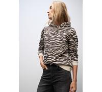 Kapuzensweatshirt STREET ONE, Damen, Gr. 38, deep roast braun, Sweatware, Obermaterial: 60% Baumwolle, 40% Polyester. Futter: 100% Baumwolle, animal-print, lässig geschnitten hüftbedeckend, Rundhals,