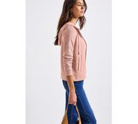 Kapuzensweatshirt STREET ONE, Damen, Gr. 44, rosa (faded rose), Sweatware, Obermaterial: 65% Baumwolle, 35% Polyester. Futter: 100% Baumwolle, unifarben, regular fit normal, ohne Ausschnitt, Rippbündc