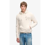 Kapuzensweatshirt SUPERDRY "1954 COMPANY RELAXED HOOD", Herren, Gr. M, birch, angeraute Sweatware, Obermaterial: 80% Baumwolle, 20% Polyester, bedruckt, relaxed fit normal, Rundhals, Rippbündchen, Swe