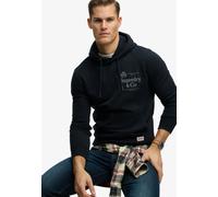 Kapuzensweatshirt SUPERDRY "1954 COMPANY RELAXED HOOD", Herren, Gr. XL, schwarz (schwarz navy), angeraute Sweatware, Obermaterial: 60% Baumwolle, 40% Polyester, bedruckt, relaxed fit normal, Rundhals,
