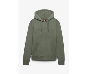 Kapuzensweatshirt SUPERDRY "ATHLETIC EMBOSS RELAXED HOOD", Herren, Gr. M, surplus goods olive, angeraute Sweatware, Obermaterial: 100% Baumwolle, unifarben, relaxed fit normal, Rundhals, Sweatshirts (