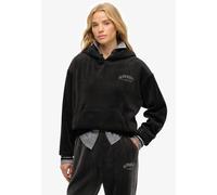 Kapuzensweatshirt SUPERDRY "COUNTRY CLUB VELOUR RELAX HOOD", Damen, Gr. XXL, schwarzboard, Sweatware, Obermaterial: 96% Polyester, 4% Elasthan, unifarben, oversize, Rundhals, Rippbündchen, Sweatshirts