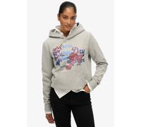 Kapuzensweatshirt SUPERDRY, Damen, Gr. XXL, grau (grau marl), Sweatware, Obermaterial: 60% Baumwolle, 40% Polyester, bedruckt, relaxed fit, Rippbündchen, Sweatshirts Kapuzensweatshirt (98968634-XXL)