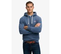 Kapuzensweatshirt SUPERDRY "Essential Logo Classic Hood", Damen, Gr. L, vintage indigo, angeraute Sweatware, Obermaterial: 70% Baumwolle, 30% Polyester, unifarben, loose fit normal, Rundhals, Rippbünd