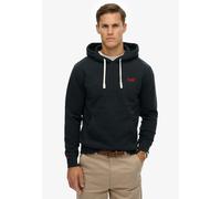 Kapuzensweatshirt SUPERDRY "Essential Logo Classic Hood", Damen, Gr. S, eclipse navy, rot, angeraute Sweatware, Obermaterial: 70% Baumwolle, 30% Polyester, unifarben, loose fit normal, Rundhals, Rippb