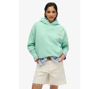 Kapuzensweatshirt SUPERDRY "ESSENTIAL LOGO GD HOODIE", Damen, Gr. XS, silber (spearmint light grün), Sweatware, Obermaterial: 100% Baumwolle, bedruckt, oversize, Rundhals, Rippbündchen, Sweatshirts Ka