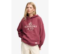 Kapuzensweatshirt SUPERDRY "Luxe Casual Emb Relaxed Hood", Damen, Gr. L, rot (stanton rot), Sweatware, Obermaterial: 100% Baumwolle, bedruckt, normal, Rundhals, Rippbündchen, Sweatshirts, Baumwolle, o