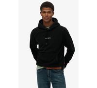 Kapuzensweatshirt SUPERDRY "MICRO LOGO FLEECE HOOD", Herren, Gr. M, schwarz, angeraute Sweatware, Obermaterial: 100% Polyester, unifarben, loose fit, Rundhals, Rippbündchen, Sweatshirts (66574966-M) s