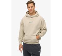 Kapuzensweatshirt SUPERDRY "MICRO LOGO GRAPHIC LOOSE HOOD", Herren, Gr. XXL, grau (chateau grau), angeraute Sweatware, Obermaterial: 80% Baumwolle, 20% Polyester, bedruckt, oversize, Rundhals, Rippbün