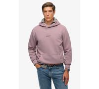 Kapuzensweatshirt SUPERDRY "MICRO LOGO HOOD", Herren, Gr. 3XL, rosa (dry elderberry), angeraute Sweatware, Obermaterial: 80% Baumwolle, 20% Polyester, unifarben, relaxed fit, Rundhals, Rippbündchen, S