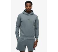 Kapuzensweatshirt SUPERDRY "MICRO LOGO HOOD", Herren, Gr. L, stormy weather blau, angeraute Sweatware, Obermaterial: 80% Baumwolle, 20% Polyester, unifarben, loose fit normal, Rundhals, Sweatshirts, m