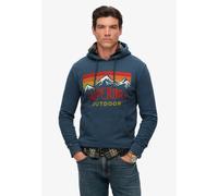Kapuzensweatshirt SUPERDRY "MOUNTAIN RELAXED HOOD", Herren, Gr. S, orion blau, angeraute Sweatware, Obermaterial: 100% Seide, bedruckt, relaxed fit, Rundhals, Rippbündchen, Sweatshirts (52583851-S) or