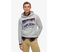 Kapuzensweatshirt SUPERDRY "MOUNTAIN RELAXED HOOD", Herren, Gr. XL, glacier grau marl, angeraute Sweatware, Obermaterial: 100% Seide, meliert, relaxed fit, Rundhals, Rippbündchen, Sweatshirts Kapuzens