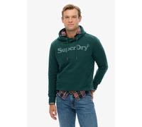 Kapuzensweatshirt SUPERDRY "NY VENUE HOOD", Herren, Gr. M, schwarz pine grün, angeraute Sweatware, Obermaterial: 80% Baumwolle, 20% Polyester, bedruckt, relaxed fit, Rundhals, Rippbündchen, Sweatshirt