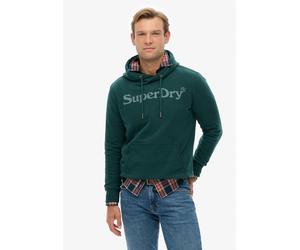 Kapuzensweatshirt SUPERDRY "NY VENUE HOOD", Herren, Gr. XL, grün (schwarz pine grün), angeraute Sweatware, Obermaterial: 80% Baumwolle, 20% Polyester, bedruckt, relaxed fit, Rundhals, Rippbündchen, Sw
