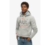 Kapuzensweatshirt SUPERDRY "SD-VL HERITAGE RELAXED HOOD", Herren, Gr. S, grau (college grau), Jersey, Obermaterial: 100% Baumwolle, bedruckt, relaxed fit normal, ohne Ausschnitt, Rippbündchen, Sweatsh