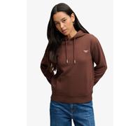 Kapuzensweatshirt SUPERDRY "SIGNATURE EMB HOOD", Damen, Gr. M, braun (chestnut braun), Sweatware, Obermaterial: 60% Baumwolle, 40% Polyester, unifarben, relaxed fit normal, Rundhals, Sweatshirts, Baum
