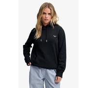 Kapuzensweatshirt SUPERDRY "SIGNATURE EMB HOOD", Damen, Gr. S, schwarz (eclipse navy), Sweatware, Obermaterial: 60% Baumwolle, 40% Polyester, unifarben, relaxed fit normal, Rundhals, Sweatshirts, Baum