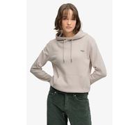 Kapuzensweatshirt SUPERDRY "SIGNATURE EMB HOOD", Damen, Gr. XL, beige (wind chime grau), Sweatware, Obermaterial: 60% Baumwolle, 40% Polyester, unifarben, relaxed fit normal, Rundhals, Sweatshirts, Ba