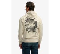 Kapuzensweatshirt SUPERDRY "TOKYO NARRATIVE LOOSE HOOD", Herren, Gr. L, rainy day grau, angeraute Sweatware, Obermaterial: 100% Baumwolle, bedruckt, loose fit normal, Rundhals, Sweatshirts, mit coolem