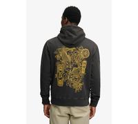 Kapuzensweatshirt SUPERDRY "TOKYO NARRATIVE LOOSE HOOD", Herren, Gr. XL, bison schwarz, angeraute Sweatware, Obermaterial: 100% Baumwolle, bedruckt, loose fit normal, Rundhals, Sweatshirts, mit coolem