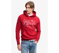 Kapuzensweatshirt SUPERDRY "VINTAGE SCRIPT HOOD", Herren, Gr. 3XL, rot (expedition rot), angeraute Sweatware, Obermaterial: 80% Baumwolle, 20% Polyester, bedruckt, relaxed fit normal, Rundhals, Rippbü