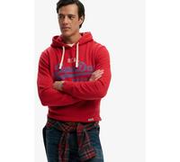 Kapuzensweatshirt SUPERDRY "VL CLASSIC HOOD", Herren, Gr. 3XL, rot (base rot), angeraute Sweatware, Obermaterial: 100% Baumwolle, bedruckt, regular fit normal, Rundhals, Rippbündchen, Sweatshirts, mit