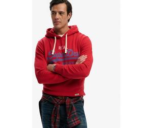 Kapuzensweatshirt SUPERDRY "VL CLASSIC HOOD", Herren, Gr. L, base rot, angeraute Sweatware, Obermaterial: 100% Baumwolle, bedruckt, regular fit normal, Rundhals, Rippbündchen, Sweatshirts, mit klassis