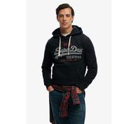 Kapuzensweatshirt SUPERDRY "VL CLASSIC HOOD", Herren, Gr. XXL, eclipse navy, angeraute Sweatware, Obermaterial: 100% Baumwolle, bedruckt, regular fit normal, Rundhals, Rippbündchen, Sweatshirts, mit k