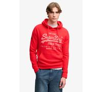 Kapuzensweatshirt SUPERDRY "VL CLASSIC HOOD", Herren, Gr. XXL, rot (indiana rot), angeraute Sweatware, Obermaterial: 80% Baumwolle, 20% Polyester, bedruckt, relaxed fit normal, Rundhals, Rippbündchen,
