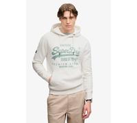 Kapuzensweatshirt SUPERDRY "VL CLASSIC HOOD", Herren, Gr. XXL, weiß (winter weiß), angeraute Sweatware, Obermaterial: 80% Baumwolle, 20% Polyester, bedruckt, relaxed fit normal, Rundhals, Rippbündchen