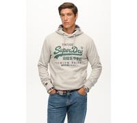 Kapuzensweatshirt SUPERDRY "VL DUO CLASSIC HOOD", Herren, Gr. 3XL, ice grau marl, angeraute Sweatware, Obermaterial: 80% Baumwolle, 20% Polyester, bedruckt, meliert, regular fit normal, Rundhals, Ripp