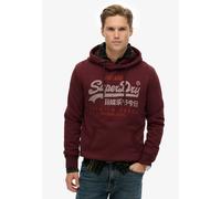 Kapuzensweatshirt SUPERDRY "VL DUO CLASSIC HOOD", Herren, Gr. S, rot (port rot), angeraute Sweatware, Obermaterial: 80% Baumwolle, 20% Polyester, bedruckt, regular fit normal, Rundhals, Rippbündchen,