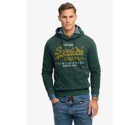 Kapuzensweatshirt SUPERDRY "VL DUO CLASSIC HOOD", Herren, Gr. XL, enamel grün, angeraute Sweatware, Obermaterial: 80% Baumwolle, 20% Polyester, bedruckt, regular fit normal, Rundhals, Rippbündchen, Sw