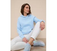 Kapuzensweatshirt TAMARIS "aus weicher Baumwollmischung", Damen, Gr. 36/38, blau (hellblau), angeraute Sweatware, Obermaterial: 80% Baumwolle, 20% Polyester. Kapuzenfutter: 100% Baumwolle, Basic, figu