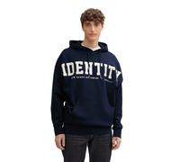 Kapuzensweatshirt TOM TAILOR DENIM, Herren, Gr. S, blau (sky captain blau), Sweatware, Obermaterial: 60% Baumwolle, 40% Polyester, bedruckt, unifarben, lässig geschnitten hüftbedeckend, Rundhals, Bünd